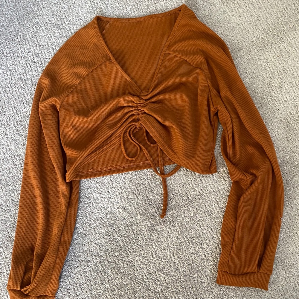 Shein cropped sweater with tie